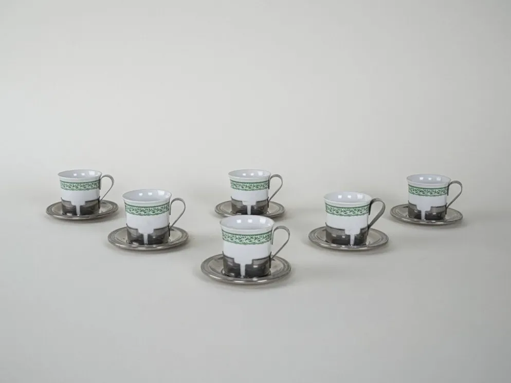 Ensemble de tasses à espresso, design italien, années 1980, fabriqué en Italie.