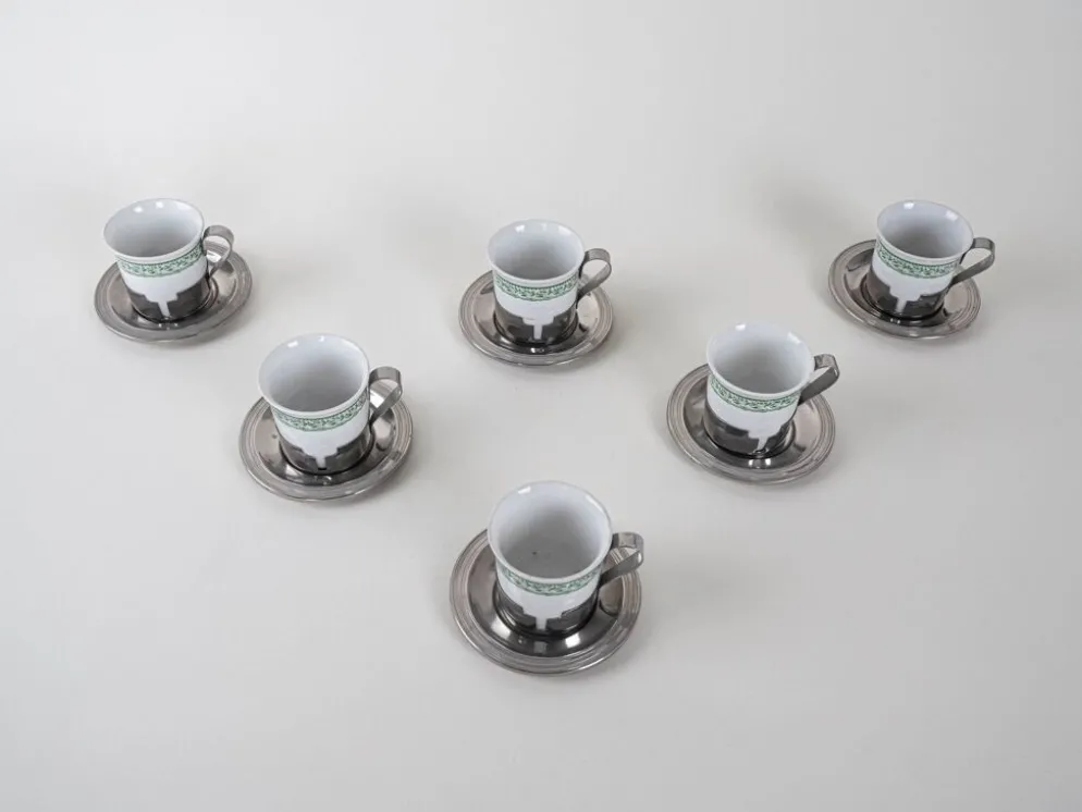 Ensemble de tasses à espresso, design italien, années 1980, fabriqué en Italie.