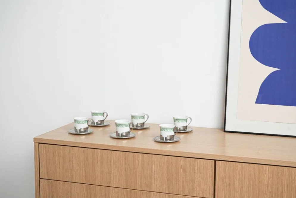 Ensemble de tasses à espresso, design italien, années 1980, fabriqué en Italie.