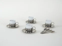 Ensemble de tasses à espresso, design italien, années 1980, fabriqué en Italie.