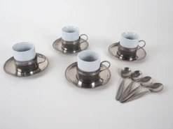 Ensemble de tasses à espresso, design italien, années 1980, fabriqué en Italie.