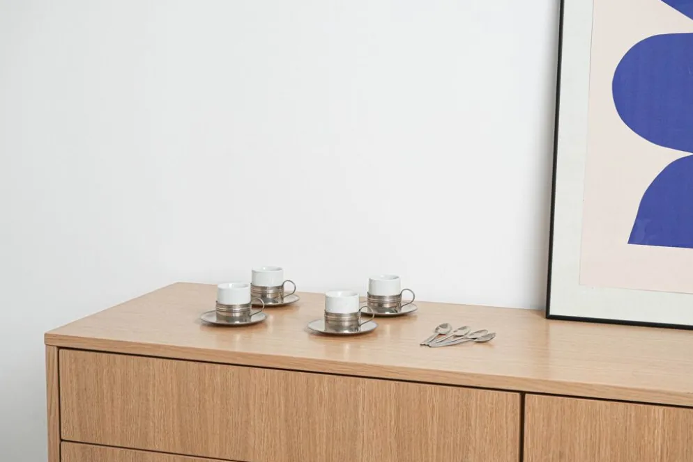 Ensemble de tasses à espresso, design italien, années 1980, fabriqué en Italie.