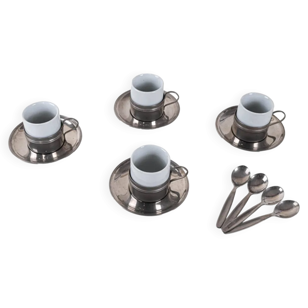 Ensemble de tasses à espresso, design italien, années 1980, fabriqué en Italie.