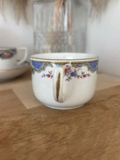 Ensemble de 10 tasses et soucoupes anciennes Digoin Sarreguemines