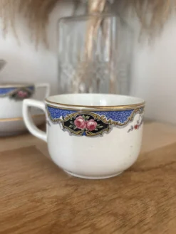 Ensemble de 10 tasses et soucoupes anciennes Digoin Sarreguemines