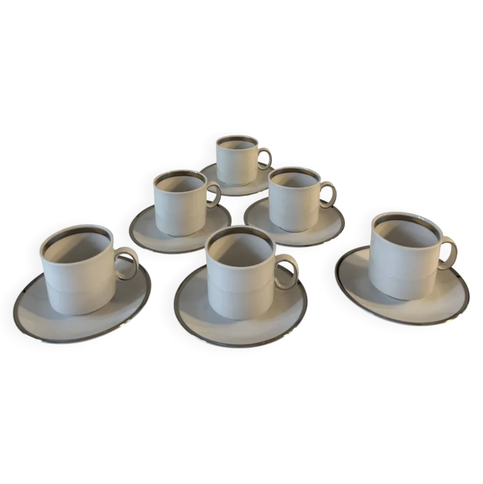 Ensemble de 6 tasses et sous-tasses en porcelaine Winterling Bavaria