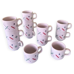 Ensemble de 12 tasses Memphis postmodernes par Royal Mosa Maastricht, Pays-Bas