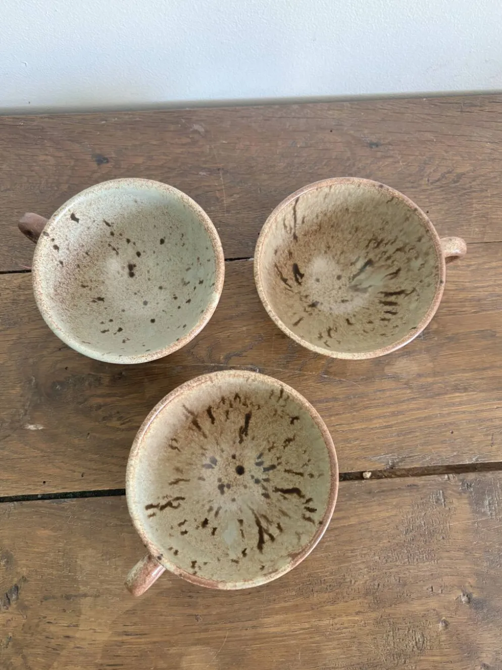 Ensemble de 3 tasses vintage en grès moucheté vintage
