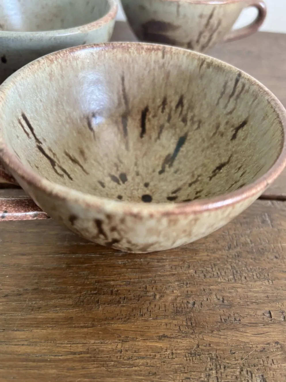 Ensemble de 3 tasses vintage en grès moucheté vintage