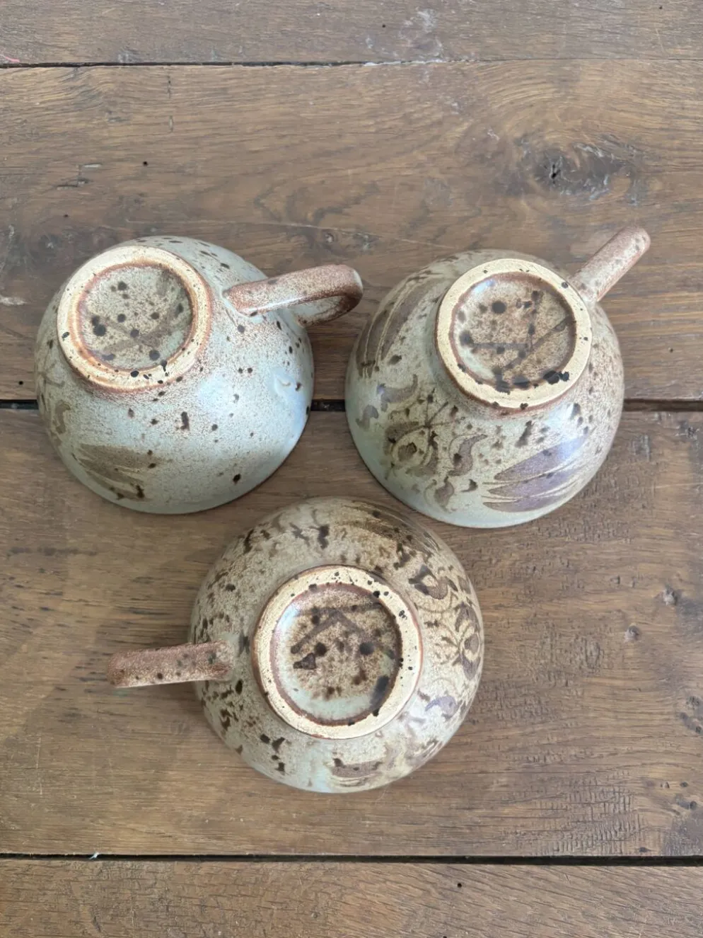 Ensemble de 3 tasses vintage en grès moucheté vintage