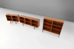 Ensemble de trois cabinets en teck du milieu du siècle, Belgique, années 1960.