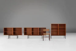 Ensemble de trois cabinets en teck du milieu du siècle, Belgique, années 1960.