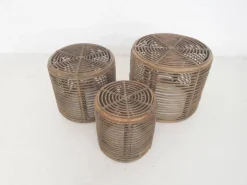 Ensemble de trois paniers ou tables d'appoint Manou attribués à Tito Agnoli, Italie 1970