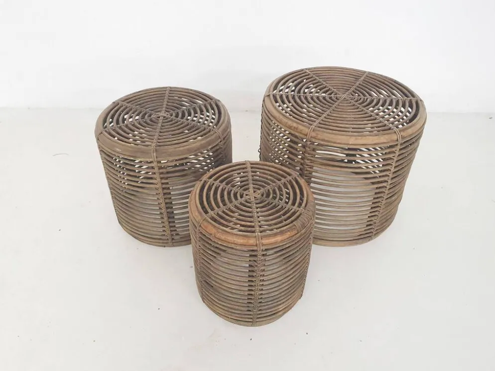 Ensemble de trois paniers ou tables d'appoint Manou attribués à Tito Agnoli, Italie 1970