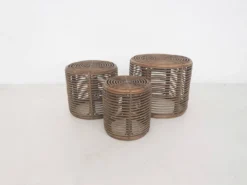 Ensemble de trois paniers ou tables d'appoint Manou attribués à Tito Agnoli, Italie 1970
