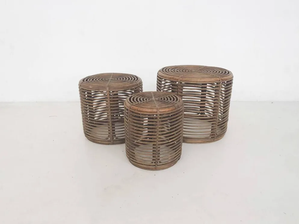 Ensemble de trois paniers ou tables d'appoint Manou attribués à Tito Agnoli, Italie 1970