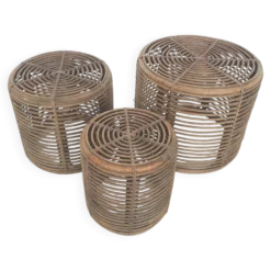 Ensemble de trois paniers ou tables d'appoint Manou attribués à Tito Agnoli, Italie 1970