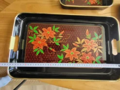 Ensemble De Trois Plateaux Laqués Japonais En Plastique ESIA Année 70'