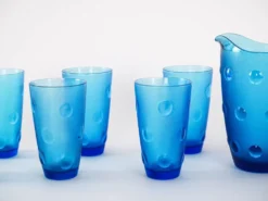 Ensemble de verre et de carafe, design italien, années 1970, fabriqué en Italie.