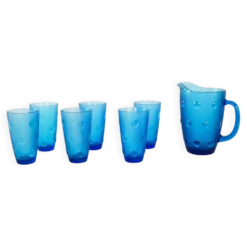 Ensemble de verre et de carafe, design italien, années 1970, fabriqué en Italie.
