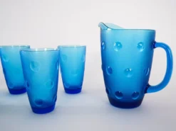 Ensemble de verre et de carafe, design italien, années 1970, fabriqué en Italie.