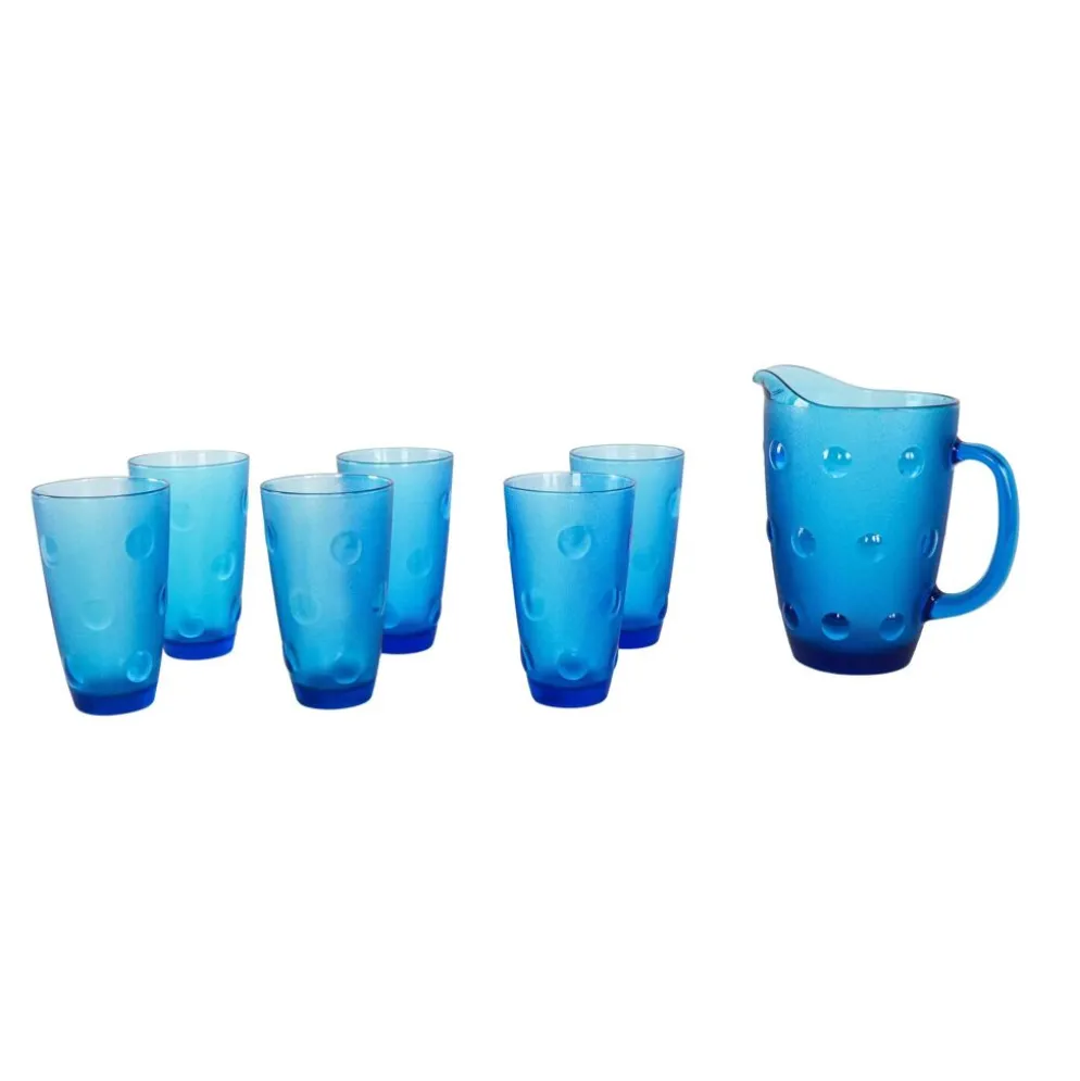 Ensemble de verre et de carafe, design italien, années 1970, fabriqué en Italie.
