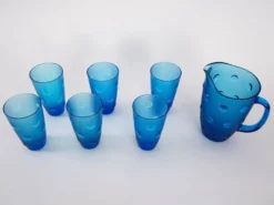 Ensemble de verre et de carafe, design italien, années 1970, fabriqué en Italie.