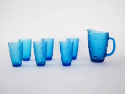 Ensemble de verre et de carafe, design italien, années 1970, fabriqué en Italie.