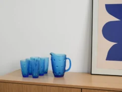 Ensemble de verre et de carafe, design italien, années 1970, fabriqué en Italie.