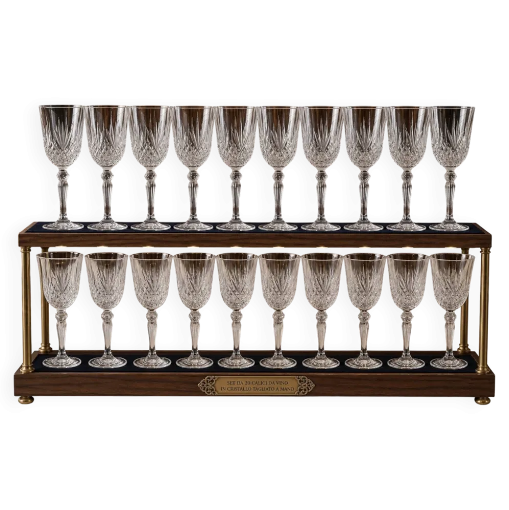 Ensemble de 20 verres en cristal taillé à la main (1985)
