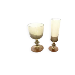 Ensemble de 8 verres fumés de biot — verre soufflé bouche, années 1970