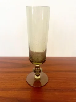 Ensemble de 8 verres fumés de biot — verre soufflé bouche, années 1970