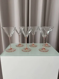 Ensemble de 6 verres à martini / cocktails vintage Luminarc – Rose pêche doux – 19