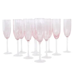 Ensemble de verres à Prosecco, design français, années 1970, fabriqué en France.