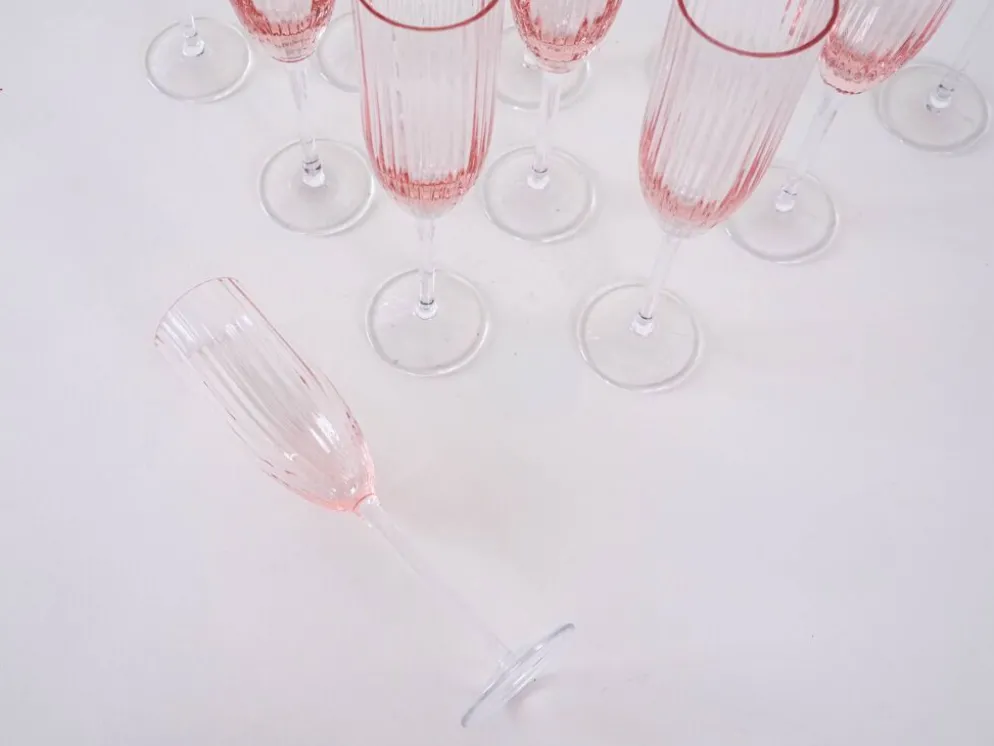 Ensemble de verres à Prosecco, design français, années 1970, fabriqué en France.