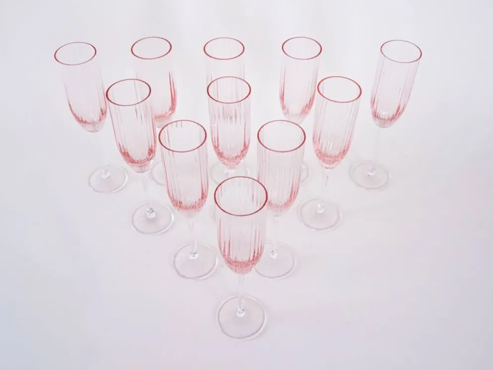 Ensemble de verres à Prosecco, design français, années 1970, fabriqué en France.