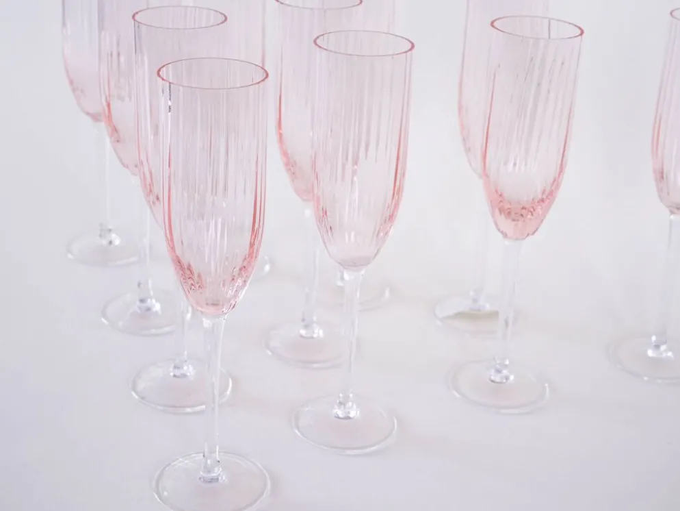 Ensemble de verres à Prosecco, design français, années 1970, fabriqué en France.