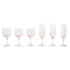Ensemble de verres roses, design français, années 1970, fabriquées en France.