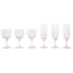 Ensemble de verres roses, design français, années 1970, fabriquées en France.