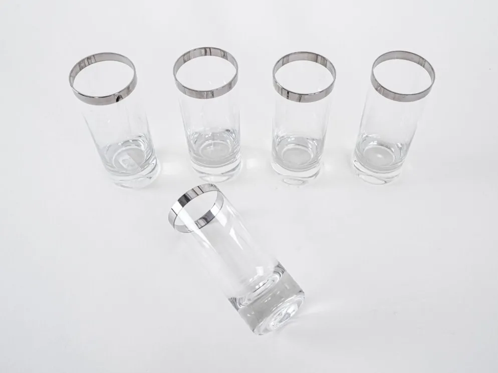 Ensemble de verres, style Hollywood Regency, années 1970, fabriqué en Italie.