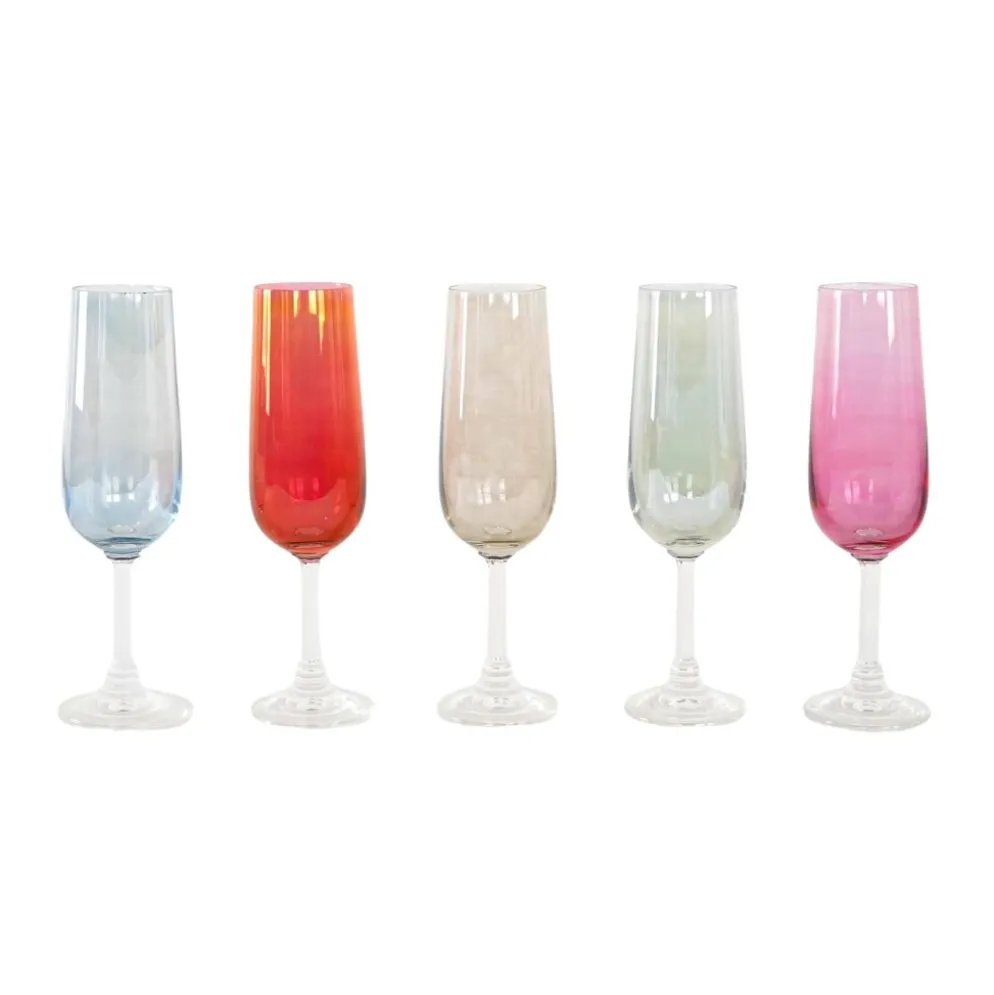 Ensemble de verres à vin colorés, années 1960, fabriqués en Tchécoslovaquie.
