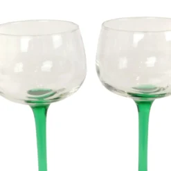 Ensemble de 4 verres à vin vintage Luminarc Alsace avec tiges vertes étroites.