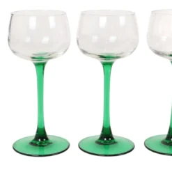 Ensemble de 4 verres à vin vintage Luminarc Alsace avec tiges vertes étroites.