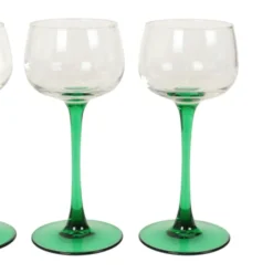 Ensemble de 4 verres à vin vintage Luminarc Alsace avec tiges vertes étroites.