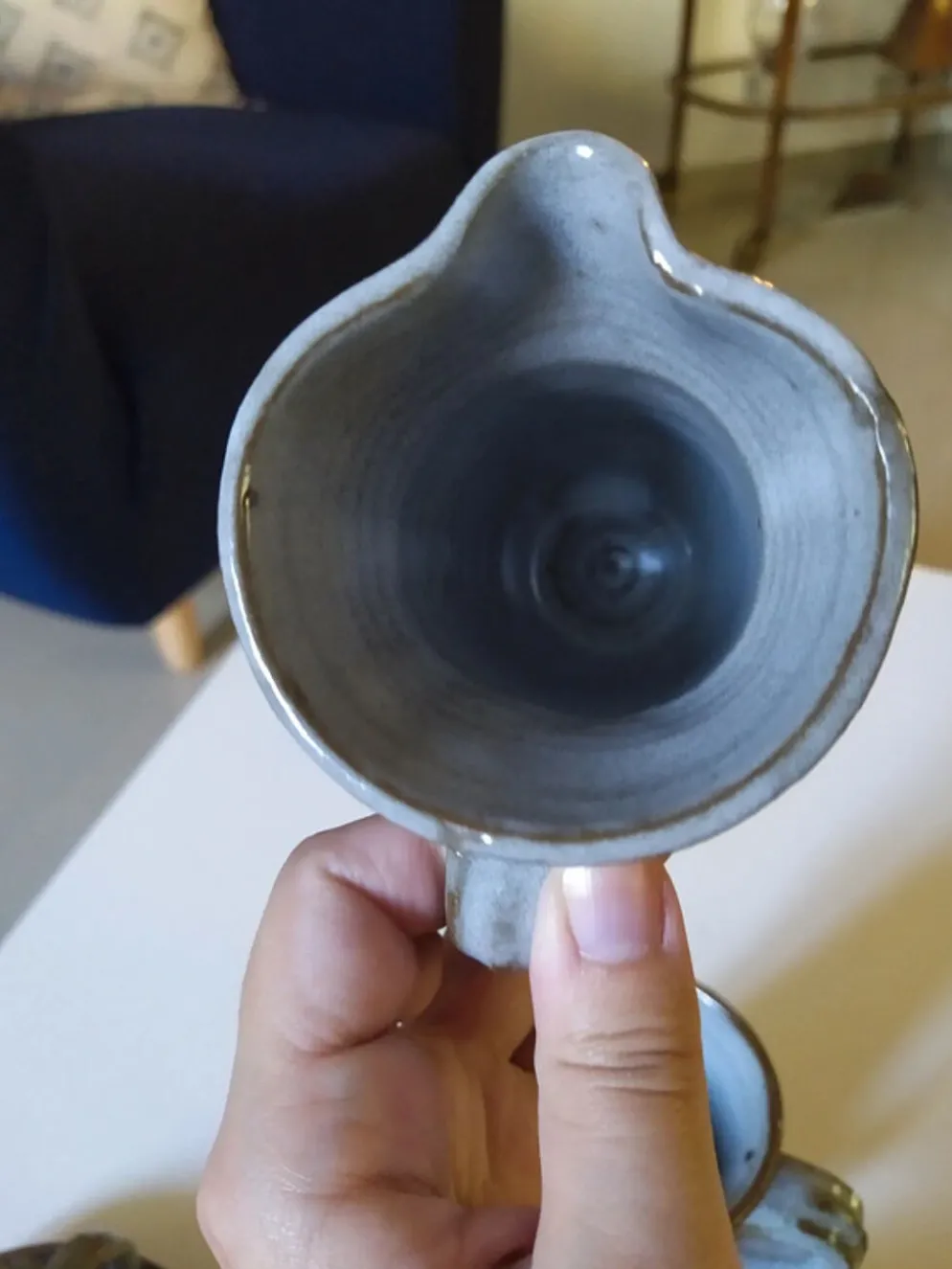 Ensemble en grès années 70, 2 tasses et 2 pichets