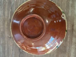 Ensemble égouttoir à fraises et saladier vernissée jaspé Vallauris