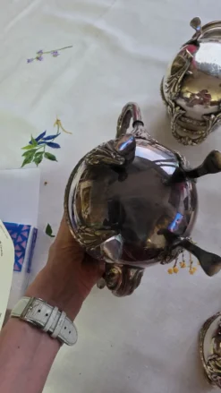 Ensemble métal argenté Christophe avec son plateau théière cafetière s