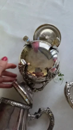Ensemble métal argenté Christophe avec son plateau théière cafetière s