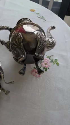 Ensemble métal argenté Christophe avec son plateau théière cafetière s