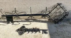 Ensemble Porte-clefs et porte manteau en forme de clé, fer forgé